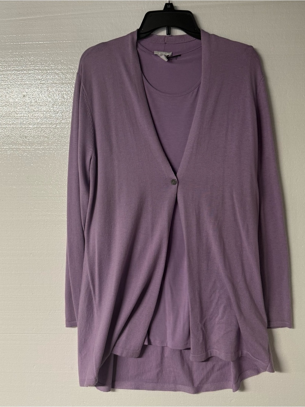J.Jill Women’s Medium Purple Lavender Cardigan Tank Top Sweater Set Wool Blend